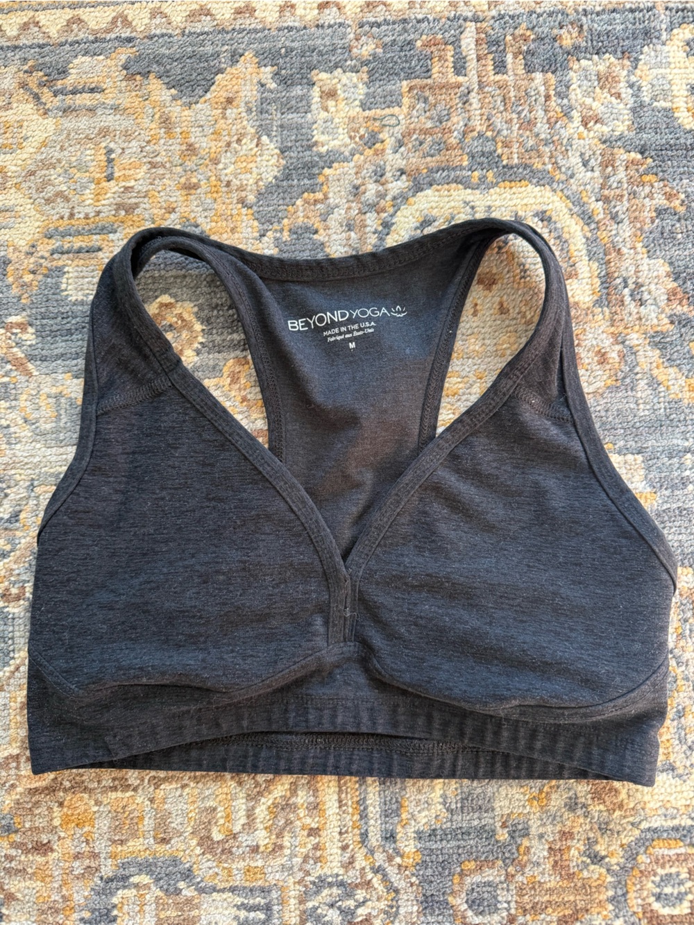 Beyond Yoga Charcoal Gray Racerback Sports Bra